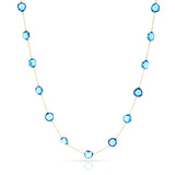 Mixed shape Blue Topaz Faceted Necklace, 18 Karat White Gold