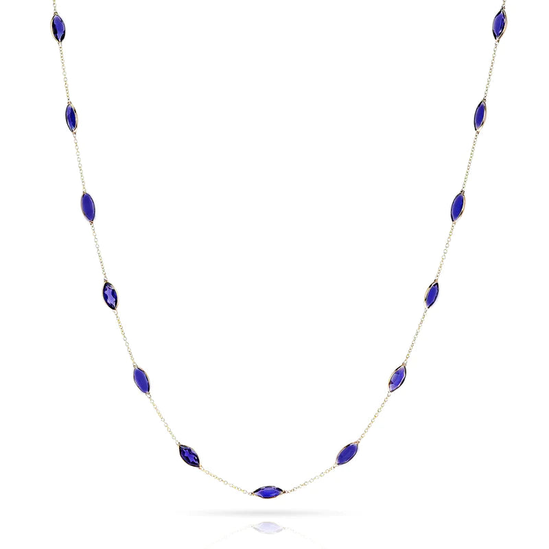 Marquise-Shape Gemstone Necklace, 18k