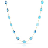 Mixed Cut Blue Topaz Faceted Necklace, 18 Karat Gold