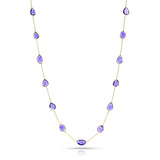 Mixed Cut Blue Sapphire Necklace, 18 Karat Gold