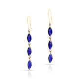 Marquise Shape Iolite Dangling Earrings, 18k