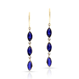 Marquise Shape Iolite Dangling Earrings, 18k