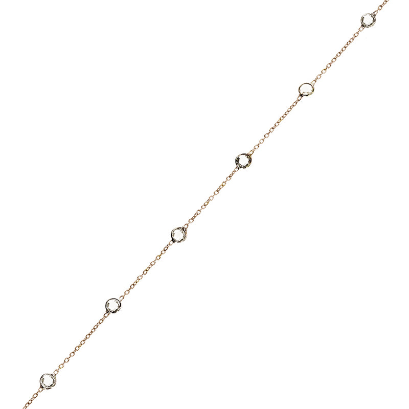 Round Diamond Rose Cut Tennis Bracelet, 18k Yellow Gold