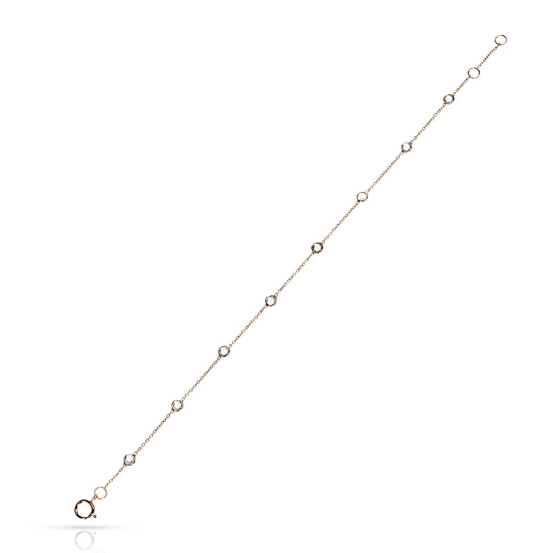 Round Diamond Rose Cut Tennis Bracelet, 18k Yellow Gold