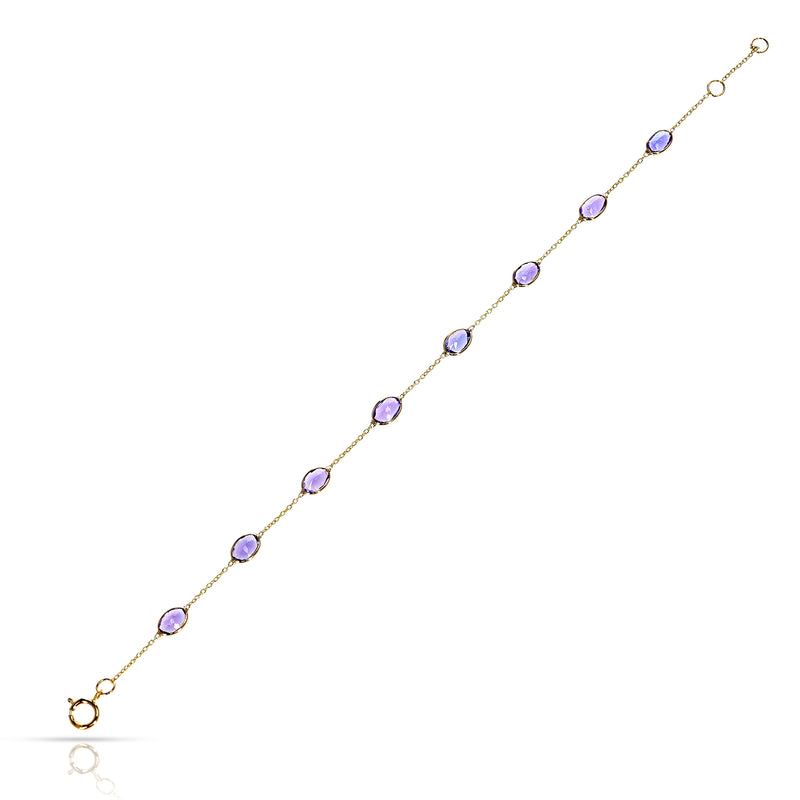 Oval Shape Tanzanite Bracelet, 18k Yellow Gold