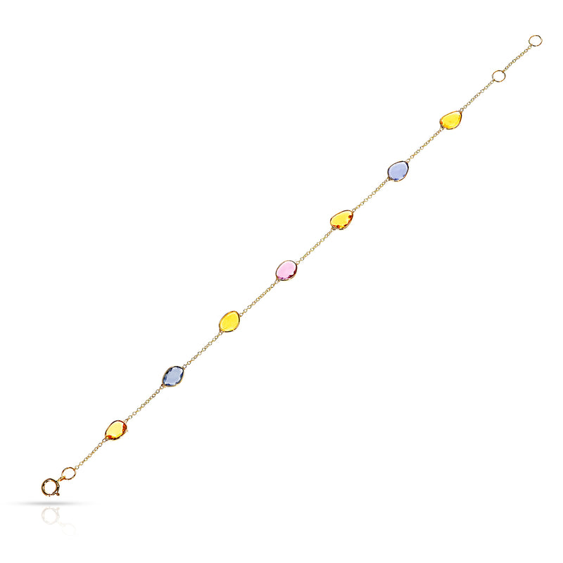 Mixed-Cut Multi Sapphire Bracelet, 18k Yellow Gold