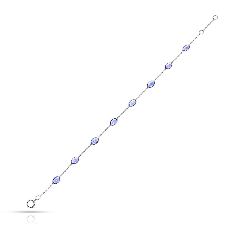 Oval Shape Tanzanite Bracelet, 18k White Gold