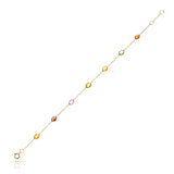 Oval Shape Multi Sapphire Bracelet, 18k Yellow Gold
