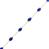 Oval Shape Blue Sapphire Bracelet, 18k Yellow Gold