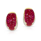 Invisibly Set Ruby and Diamond Earrings, 18k