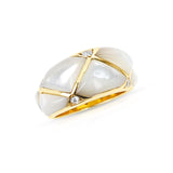 Van Cleef & Arpels Mother of Pearl and Diamond Quilted Ring, 18k
