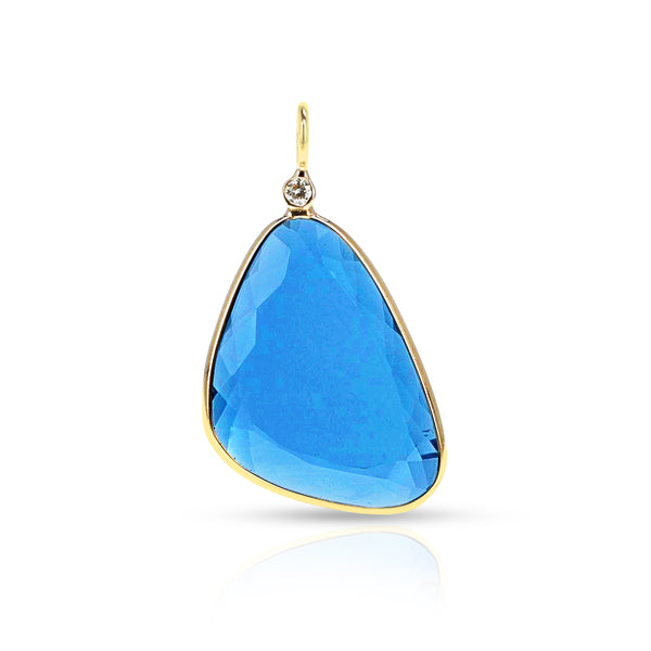 Mixed Shape Blue Topaz Pendant, 18K Yellow Gold