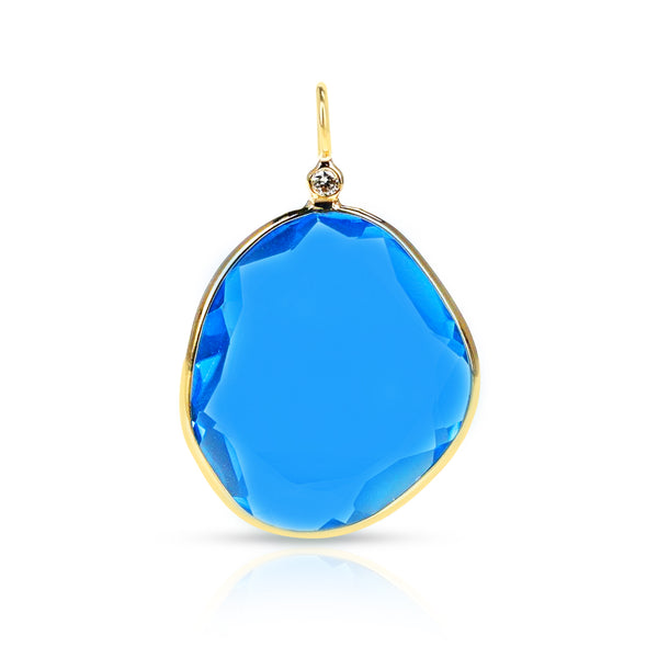 Mixed Shape Blue Topaz Pendant, 18K Yellow Gold