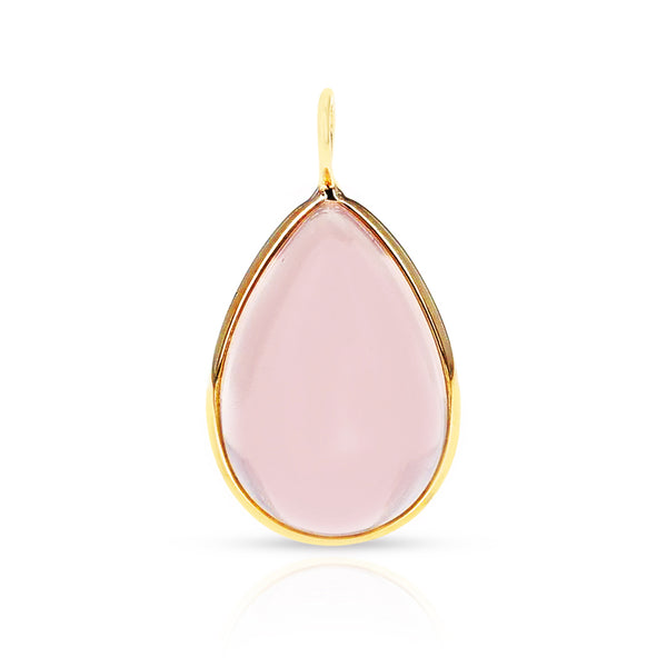 Pear Shape Pink Moonstone Pendant, 18K Yellow Gold