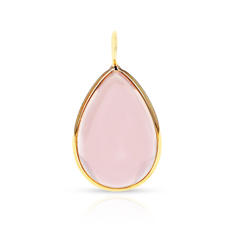 Pear Shape Pink Moonstone Pendant, 18K Yellow Gold