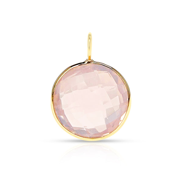 Round Semi-Precious Gemstone Pendant, 18K Yellow Gold