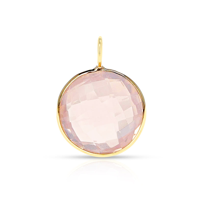 Round Semi-Precious Gemstone Pendant, 18K Yellow Gold