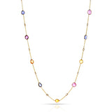 Mixed Shape Multi-Sapphire Necklace, 18 Karat Yellow Gold