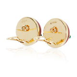 Cornelian, Emerald and Diamond Earrings by Trianon, 14k Yellow Gold