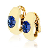 Invisibly-Set Sapphire Earrings, 18k Yellow Gold