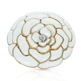 Cartier White Enamel and Diamond Floral Layer Brooch