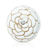 Cartier White Enamel and Diamond Floral Layer Brooch