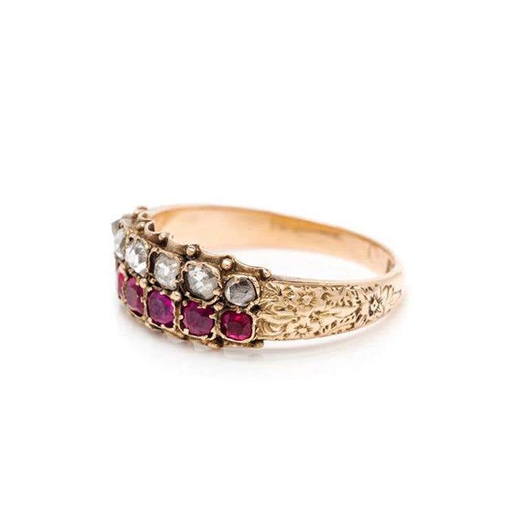 Georgian Ruby and Diamond Ring, Yellow Gold