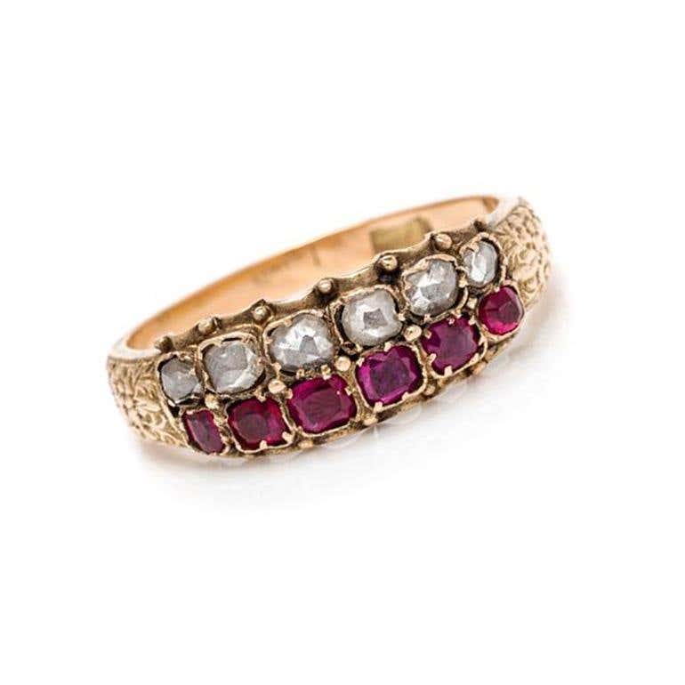 Georgian Ruby and Diamond Ring, Yellow Gold