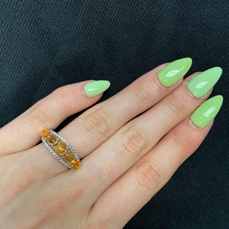 Genuine Citrine Cabochon Ring in Sterling Silver
