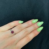 Genuine Round Tourmaline Cabochon Ring in Sterling Silver