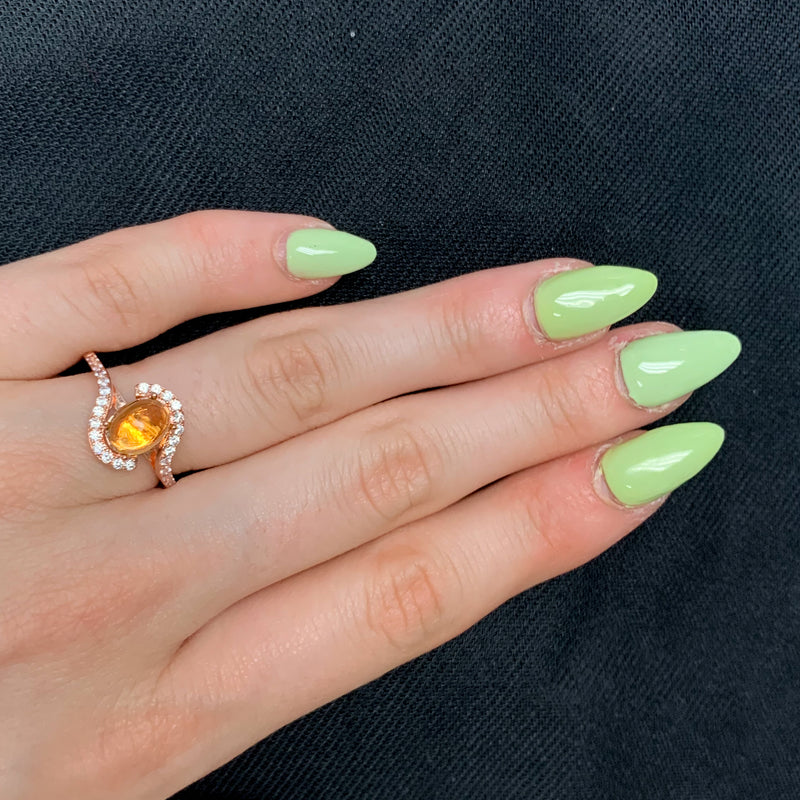 Genuine Citrine Cabochon Swirl Ring in Sterling Silver