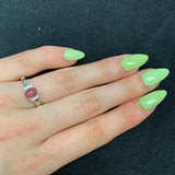 Genuine Oval Pink Tourmaline Ring in Sterling Silver