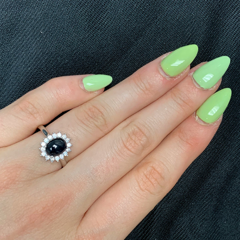 Genuine Sapphire Cabochon Ring in Sterling Silver