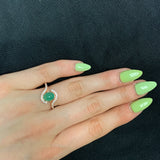 Genuine Emerald Cabochon Swirl Ring in Sterling Silver