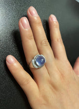 12 ct. Unheated Ceylon Sapphire Cabochon Ring with Diamonds, Paperwork Incl.