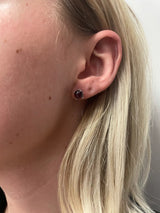 7MM Genuine Sapphire Round Cabochon Stud Earrings, Sterling Silver