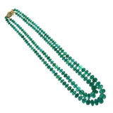 Impressive Emerald Beads Yellow Gold Necklace