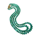 Impressive Emerald Beads Yellow Gold Necklace