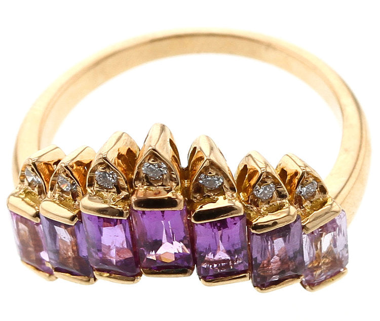 Purple Sapphire Tiara-Style Diamond Ring