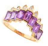 Purple Sapphire Tiara-Style Diamond Ring
