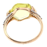 Faceted Lemon Topaz and Diamond Ring, Rose Gold