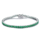 Round Emerald Green Colored Cubic Zirconia Sterling Silver Bracelet