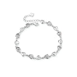 Sterling Silver Heart and White Cubic Zirconia Bracelet