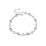 Sterling Silver Heart and White Cubic Zirconia Bracelet