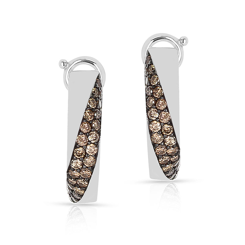 Mauboussin Champagne Diamond Pave Earrings, 18 Karat White Gold