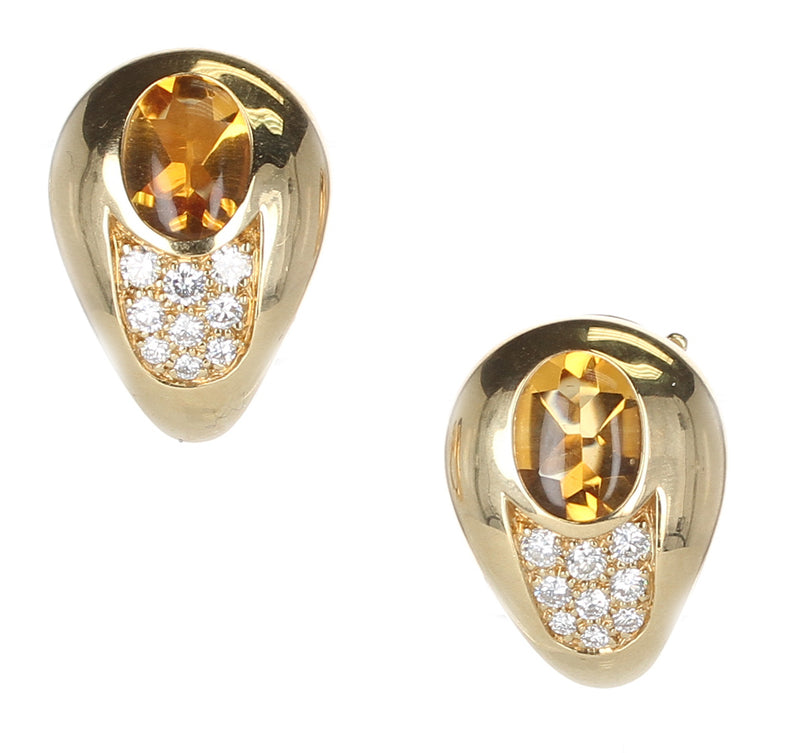 Mauboussin 2.18 ct. Citrine and 0.42 ct. Diamond Earrings, 18K Gold