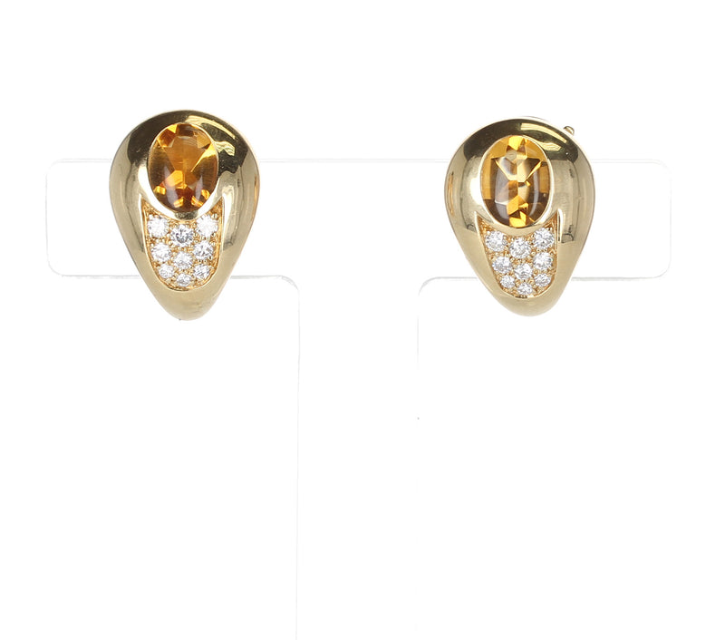 Mauboussin 2.18 ct. Citrine and 0.42 ct. Diamond Earrings, 18K Gold