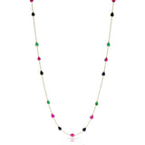 Pear Emerald, Ruby, Sapphire, 18k Gold Necklace