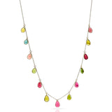 Pear Shape Gemstone with Drops, 18k