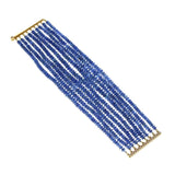 Natural No Heat Burmese Sapphire Beads and Diamond Yellow Gold Bracelet
